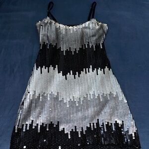 Black and Silver Sequin Dress
